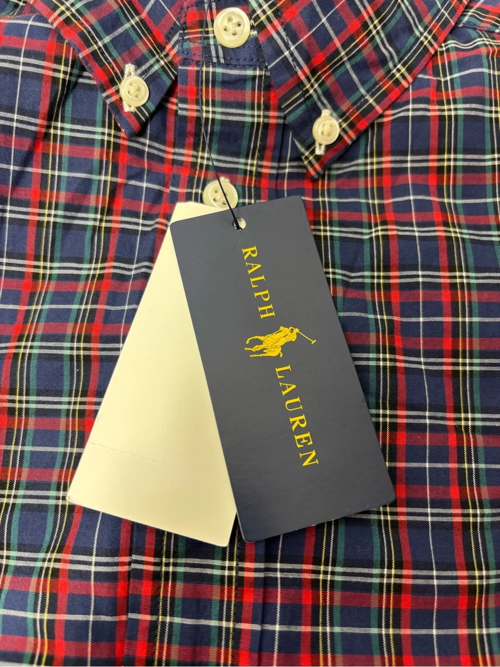 Ralph Lauren BOY Red & Blue Plaid Button-Down Shirt Size M (10-12)
